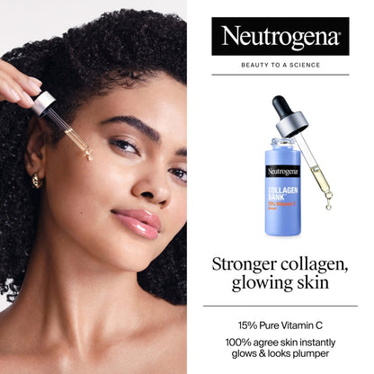 Neutrogena Collagen Bank 15% Vitamin C Face Serum, Vitamin C Serum for Face Helps Build Collagen for Glowing, Plumper Looking Skin, - dailyvitalstore