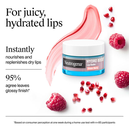Neutrogena Hydro Boost Hyaluronic Acid Lip Balm, Nourishing Vitamin E Leaves Lips Feeling Hydrated, Sheer Pink Tinted Color with a Sweet Berry Flavor, Sheer Berry, 0.5 oz - dailyvitalstore