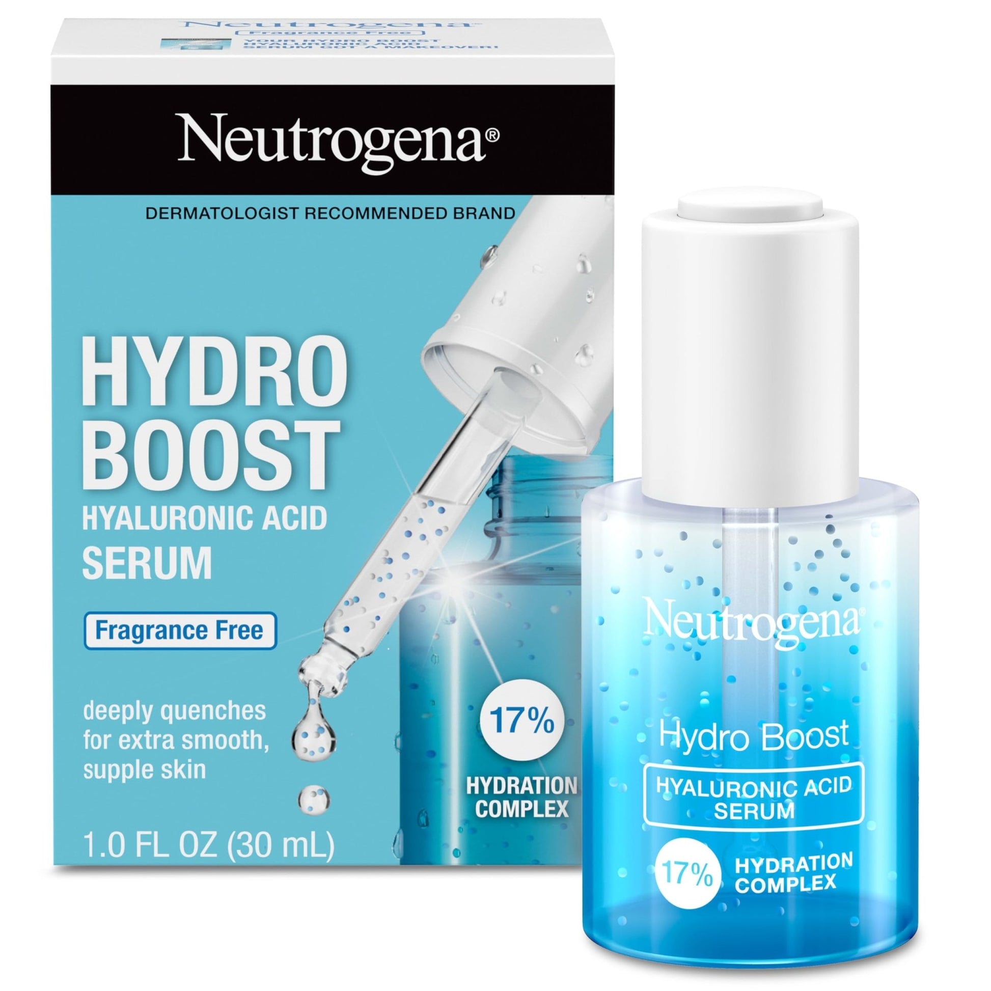 Neutrogena Hydro Boost Hyaluronic Acid Serum for Face & Neck, Lightweight Daily Hydrating Serum with Hyaluronic Acid for Dry Skin, Oil-Free - dailyvitalstore