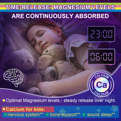 Neviss Magnesium Glycinate + Calcium Filled Gummies for Adults and Kids 4+, Kids Sleep Gummies Melatonin Free, Sugar Free Magnesium Supplement with B6 D3, L-Theanine for Zzz & Relax, Brain,Bone,Muscle - dailyvitalstore
