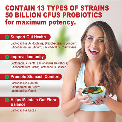 NEVISS Probiotic + Prebiotic Gummies for Adults & Kids 4+, Sugar Free Chewable 50 Billion CFUs w/Fiber, Vitamin B1 B2 D3 & Zinc, for Digestive & Gut Health - dailyvitalstore