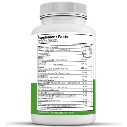NEW AGE AREDS 2 Eye Vitamins - Lutein, Zeaxanthin, Bilberry, Astaxanthin Mineral Vision Supplement - 180 Count - dailyvitalstore