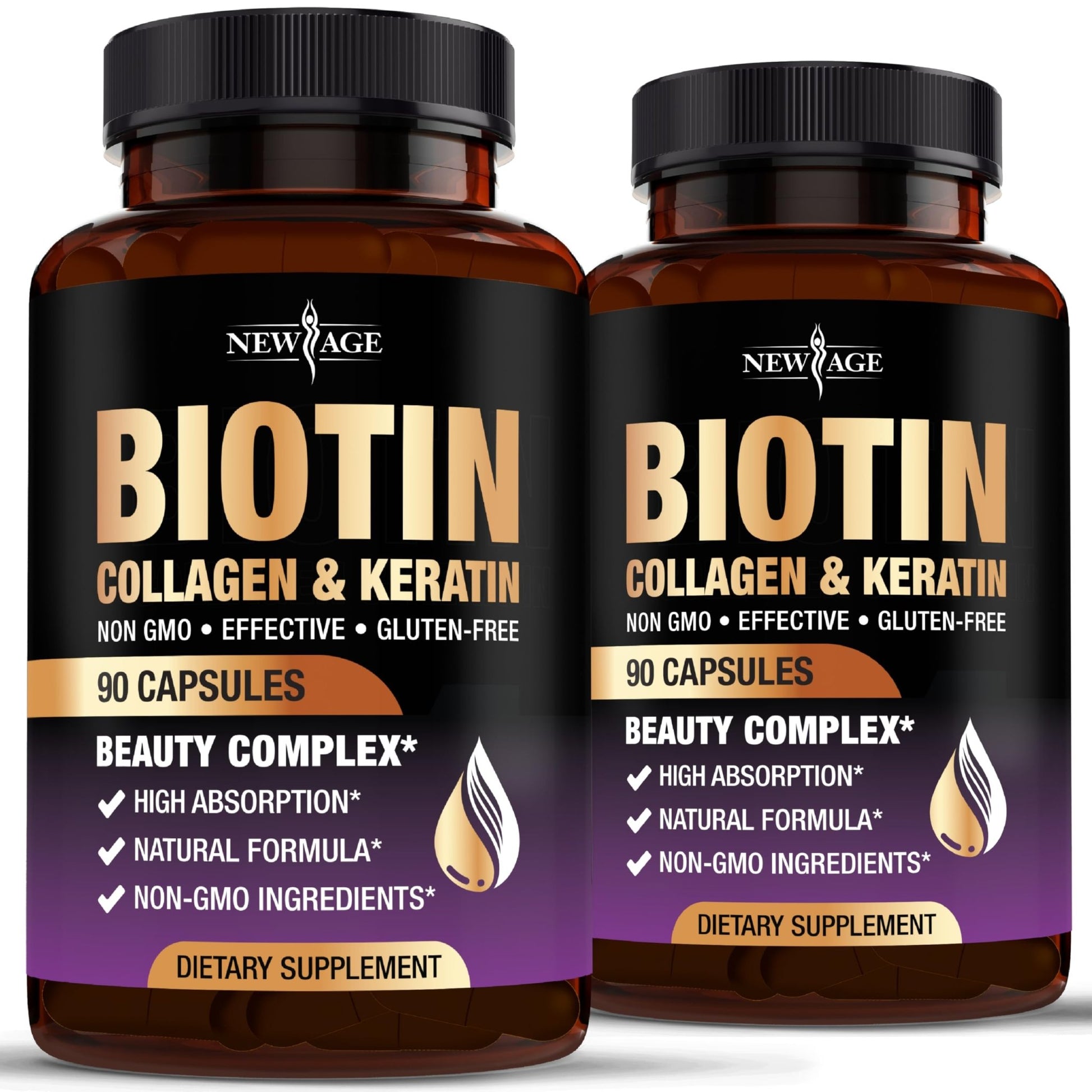 NEW AGE Biotin Collagen Keratin Hyaluronic Acid - 50,000mcg Hair Growth Vitamins for Men and Women, Nails, Hair, Skin Vitamins and DHT Blocker with Vitamin E Folic - dailyvitalstore
