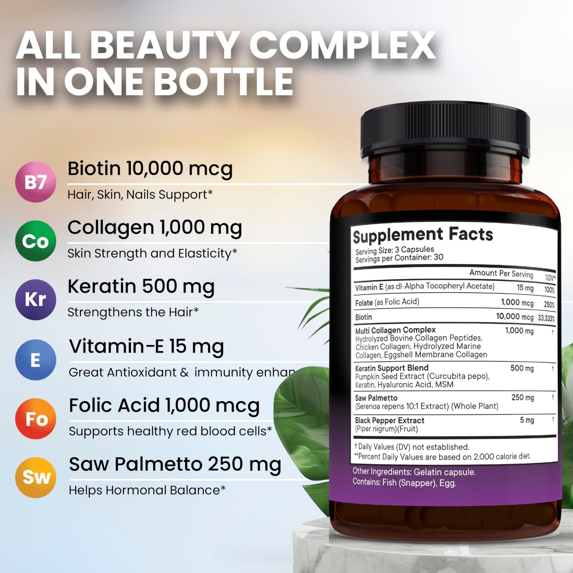 NEW AGE Biotin Collagen Keratin Hyaluronic Acid - 50,000mcg Hair Growth Vitamins for Men and Women, Nails, Hair, Skin Vitamins and DHT Blocker with Vitamin E Folic - dailyvitalstore