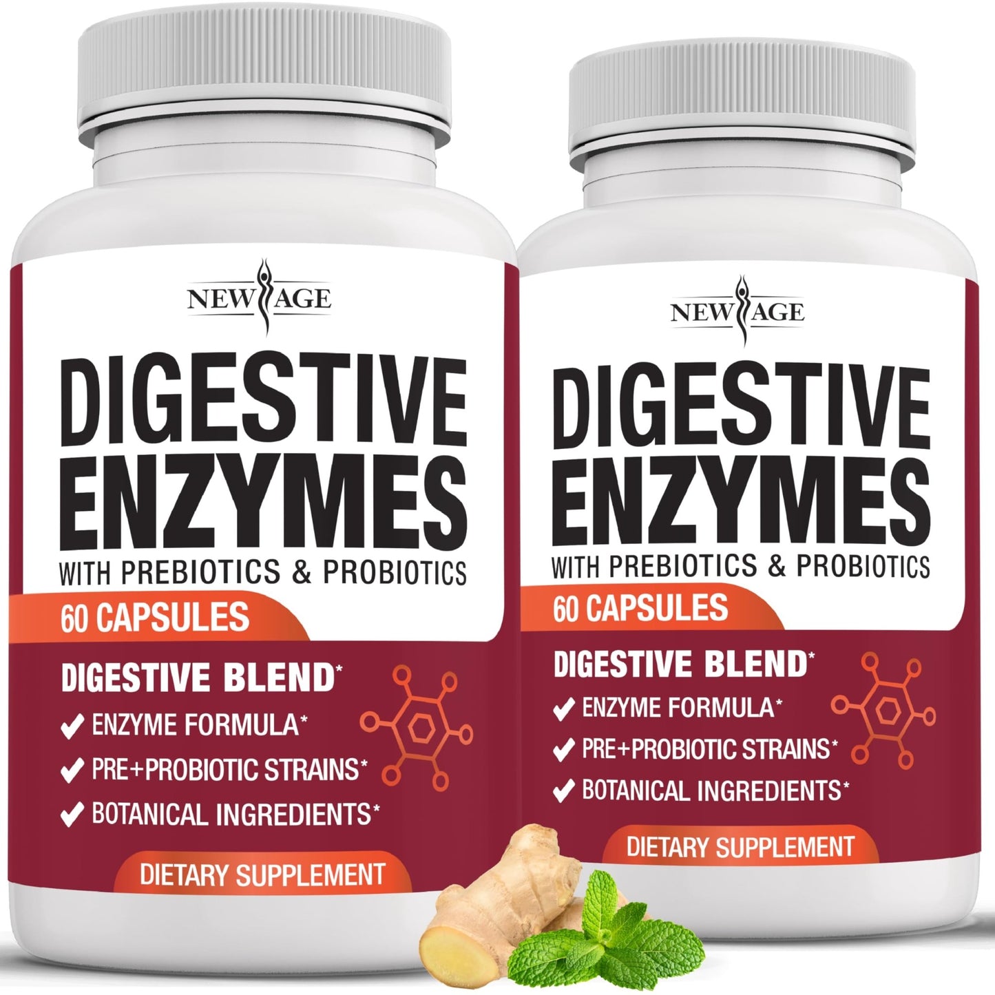 NEW AGE Digestive Enzymes for Gut Health - Probiotic Multi Enzymes with Prebiotics and Probiotics with Lipase for Women and Men for Digestive Health, - dailyvitalstore