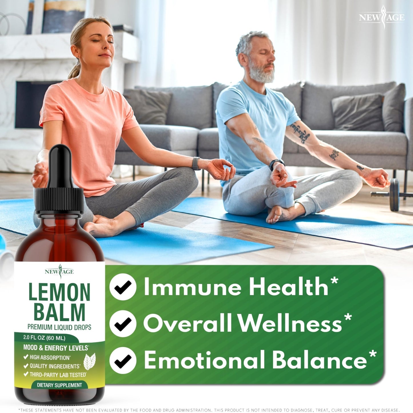 NEW AGE Lemon Balm Tincture - Mood Support Supplement - Lemon Balm Leaf Extract Drops - Vegan, Sugar & Alcohol-Free Calming Supplement - 4 fl oz - dailyvitalstore