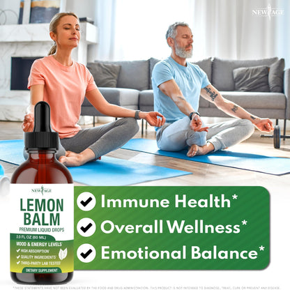NEW AGE Lemon Balm Tincture - Mood Support Supplement - Lemon Balm Leaf Extract Drops - Vegan, Sugar & Alcohol-Free Calming Supplement - 4 fl oz - dailyvitalstore