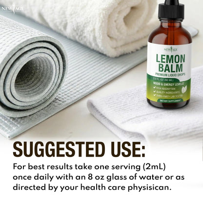 NEW AGE Lemon Balm Tincture - Mood Support Supplement - Lemon Balm Leaf Extract Drops - Vegan, Sugar & Alcohol-Free Calming Supplement - 4 fl oz - dailyvitalstore