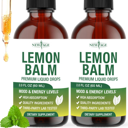 NEW AGE Lemon Balm Tincture - Mood Support Supplement - Lemon Balm Leaf Extract Drops - Vegan, Sugar & Alcohol-Free Calming Supplement - 4 fl oz - dailyvitalstore
