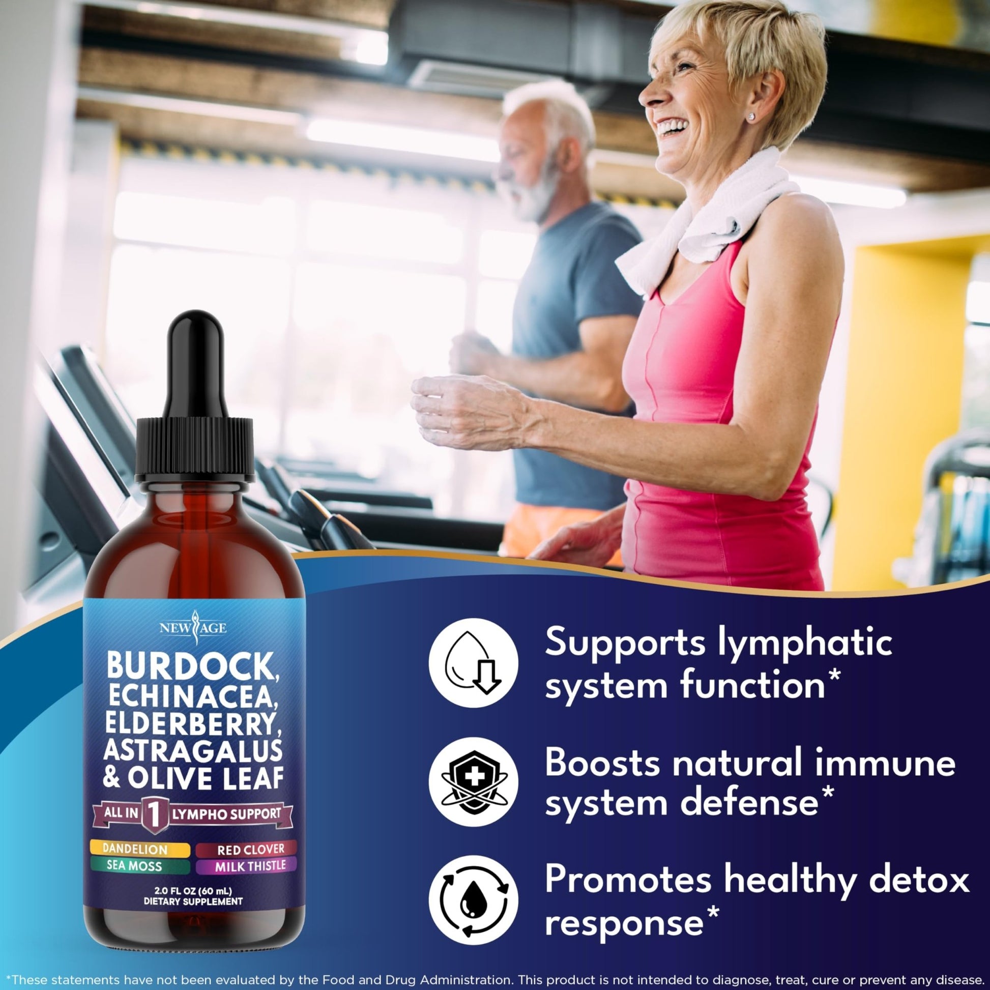 NEW AGE Lymphatic Drainage Supplement - Burdock Lymphatic Support Drops - Burdock Root, Mullein, Echinacea, Elderberry, Dandelion, Astragalus, Milk Thistle, Red Clover - 4 oz - dailyvitalstore