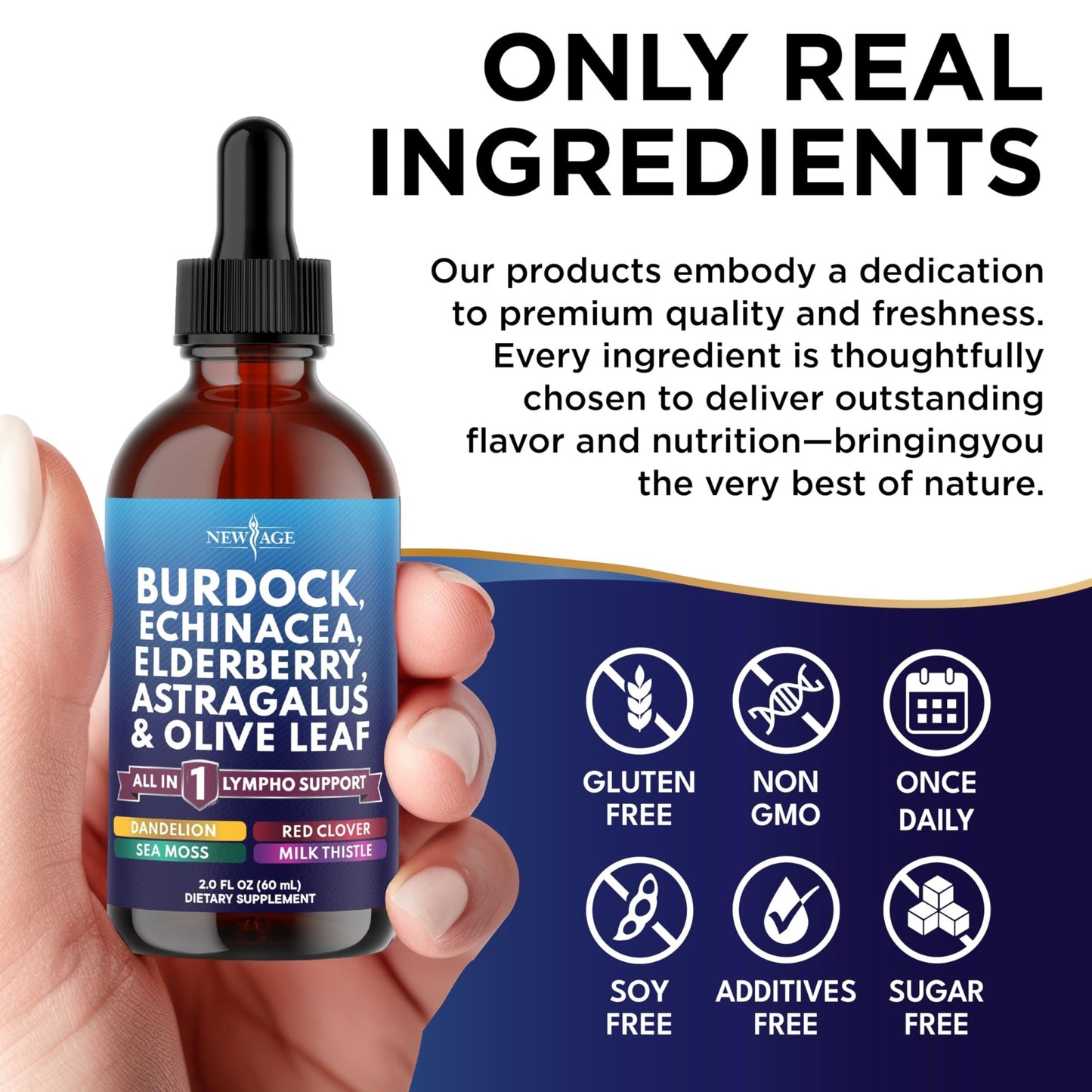 NEW AGE Lymphatic Drainage Supplement - Burdock Lymphatic Support Drops - Burdock Root, Mullein, Echinacea, Elderberry, Dandelion, Astragalus, Milk Thistle, Red Clover - 4 oz - dailyvitalstore