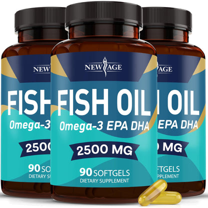 NEW AGE Omega 3 Fish Oil Supplement - Non GMO - EPA, DHA Fatty Acids Gluten Free (270 Softgels (Pack of 3)) - dailyvitalstore