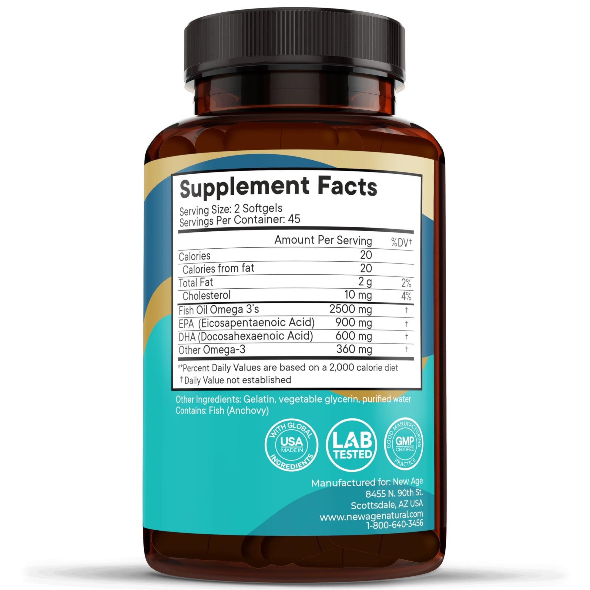 NEW AGE Omega 3 Fish Oil Supplement - Non GMO - EPA, DHA Fatty Acids Gluten Free (270 Softgels (Pack of 3)) - dailyvitalstore