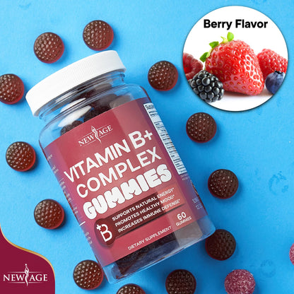 NEW AGE Vitamin B Complex Gummies with Vitamin B3, B6, & B12 – with Biotin, Folic Acid & Vitamin C – Gluten-Free, Vegan - dailyvitalstore