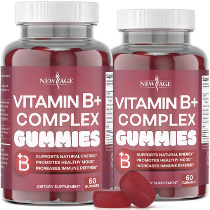 NEW AGE Vitamin B Complex Gummies with Vitamin B3, B6, & B12 – with Biotin, Folic Acid & Vitamin C – Gluten-Free, Vegan - dailyvitalstore