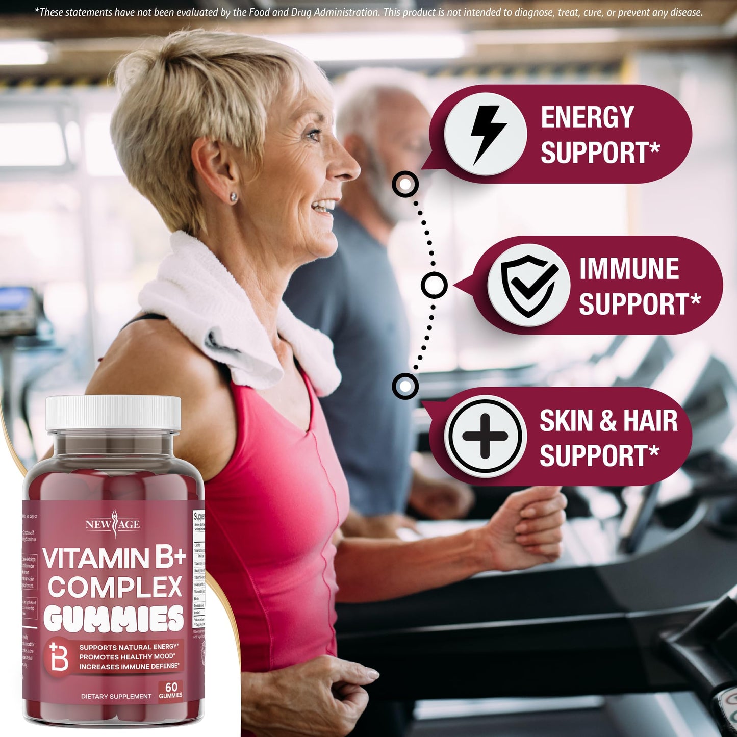 NEW AGE Vitamin B Complex Gummies with Vitamin B3, B6, & B12 – with Biotin, Folic Acid & Vitamin C – Gluten-Free, Vegan - dailyvitalstore