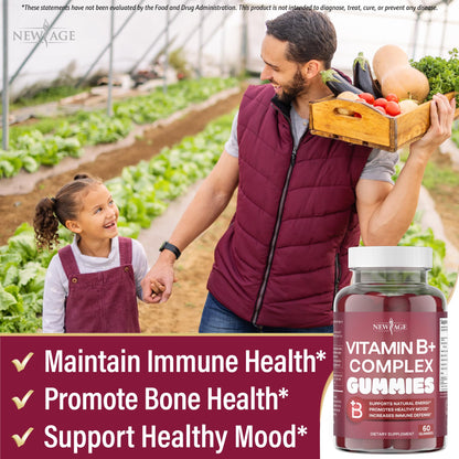 NEW AGE Vitamin B Complex Gummies with Vitamin B3, B6, & B12 – with Biotin, Folic Acid & Vitamin C – Gluten-Free, Vegan - dailyvitalstore