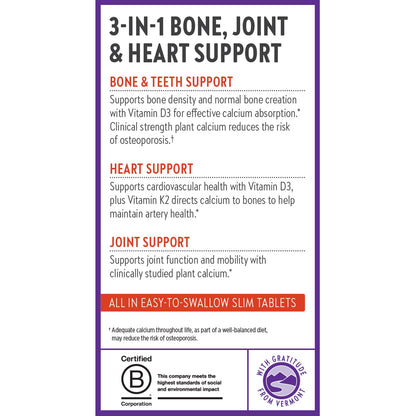 New Chapter Calcium Supplement - Bone Strength Plant-Based USDA Organic Calcium with Magnesium, Vitamin D3+K2, for Bone Health & Joint Mobility, Heart Support - dailyvitalstore