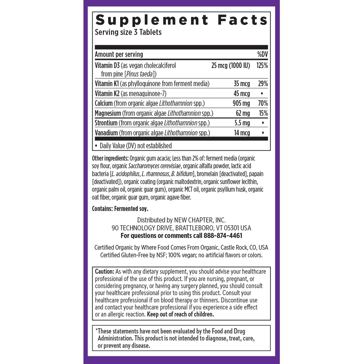 New Chapter Calcium Supplement - Bone Strength Plant-Based USDA Organic Calcium with Magnesium, Vitamin D3+K2, for Bone Health & Joint Mobility, Heart Support - dailyvitalstore