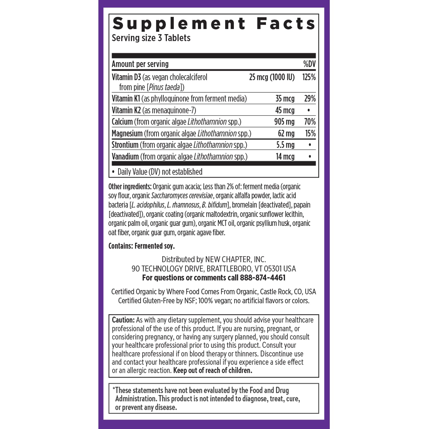 New Chapter Calcium Supplement - Bone Strength Plant-Based USDA Organic Calcium with Magnesium, Vitamin D3+K2, for Bone Health & Joint Mobility, Heart Support - dailyvitalstore