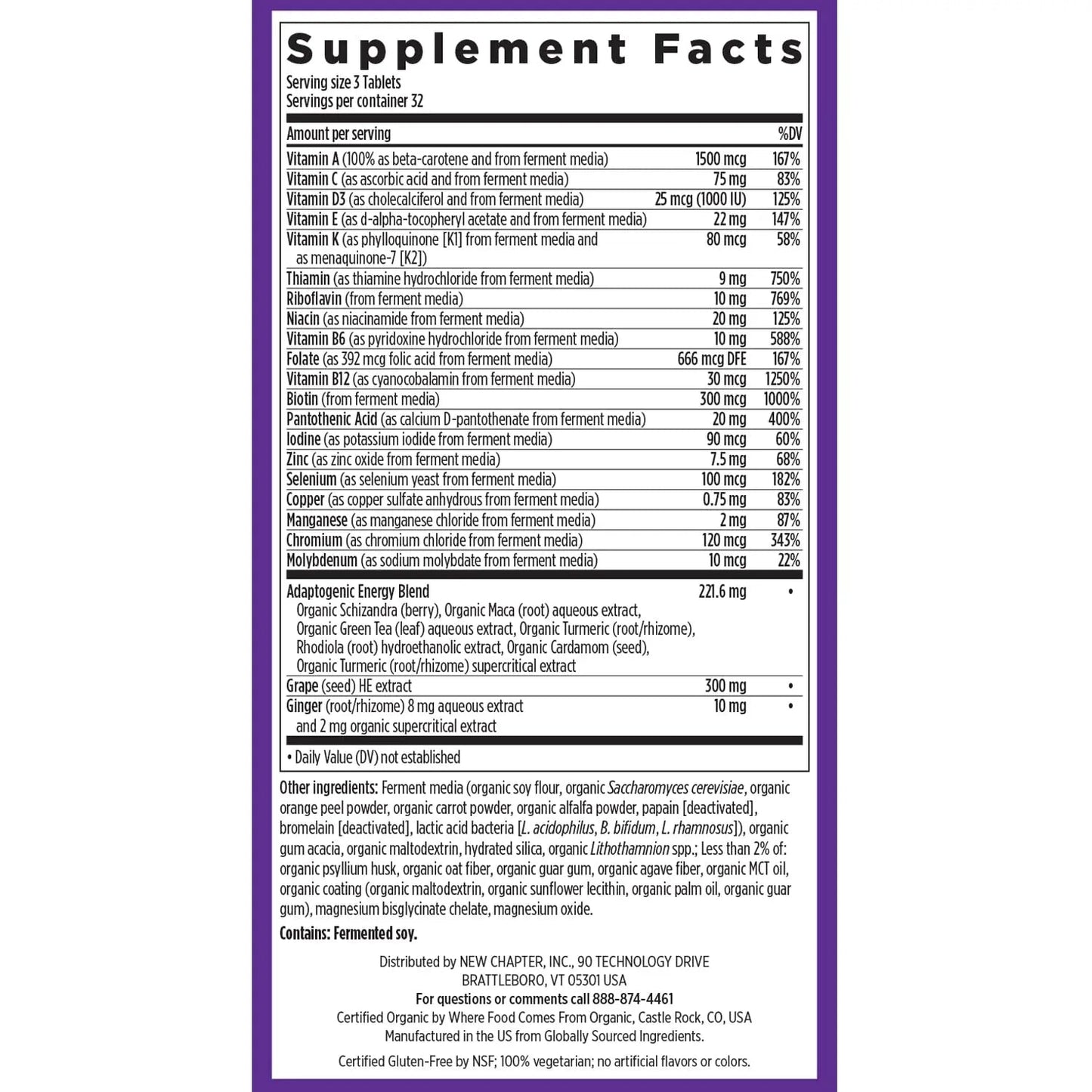 New Chapter Energy Supplement - Perfect Energy Multivitamin for Balanced Energy + Stress Support with B Vitamins + Vitamin D3 - dailyvitalstore