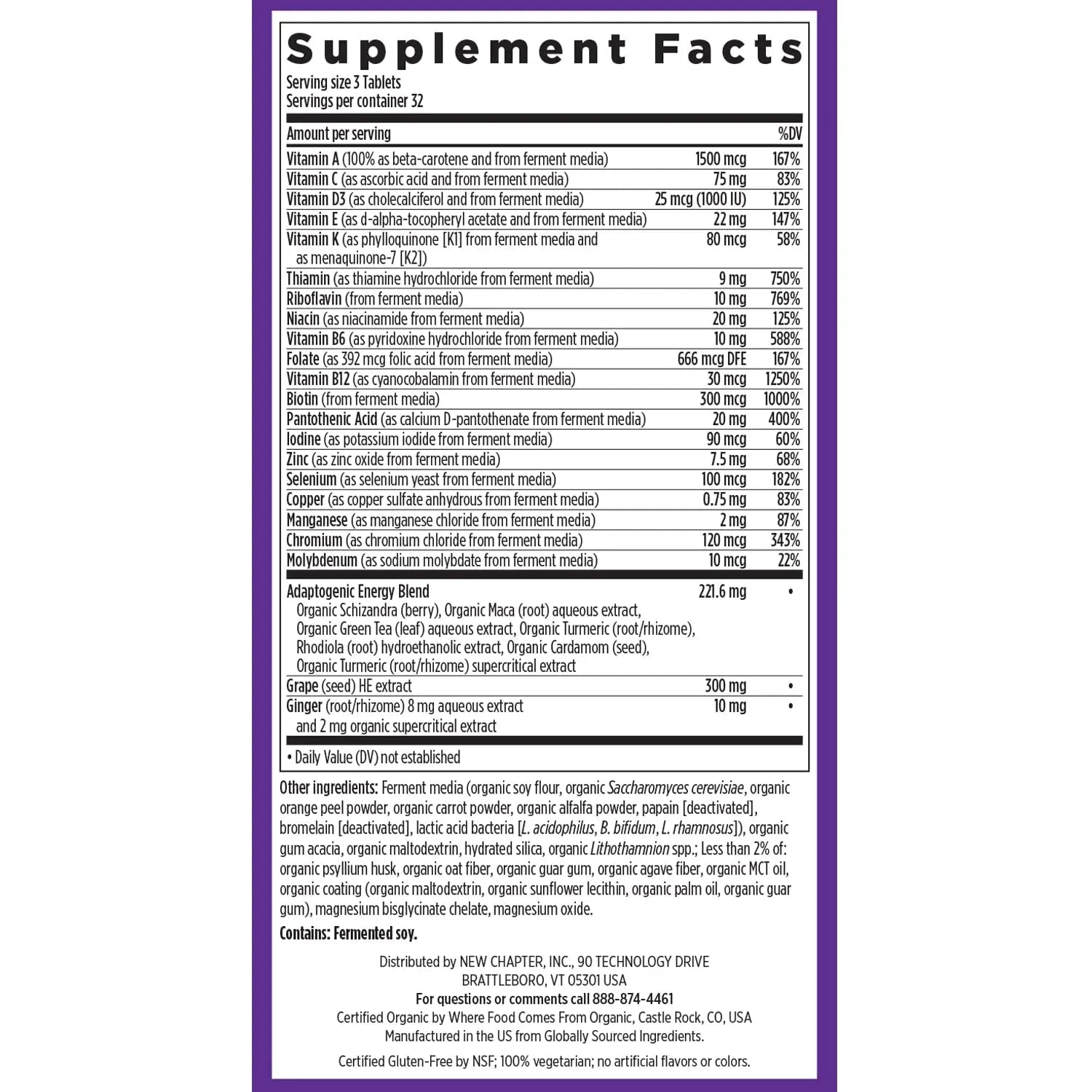 New Chapter Energy Supplement - Perfect Energy Multivitamin for Balanced Energy + Stress Support with B Vitamins + Vitamin D3 - dailyvitalstore