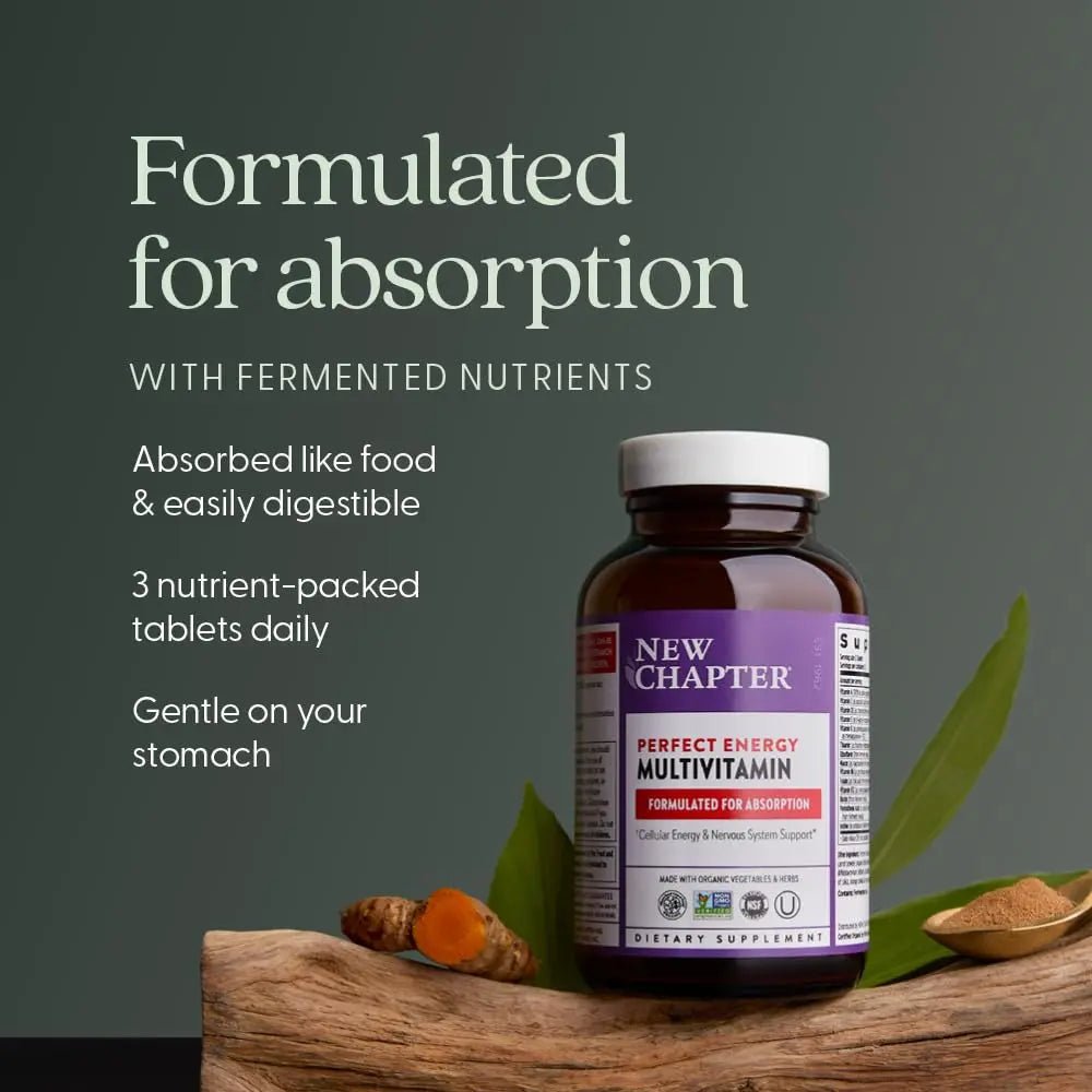 New Chapter Energy Supplement - Perfect Energy Multivitamin for Balanced Energy + Stress Support with B Vitamins + Vitamin D3 - dailyvitalstore