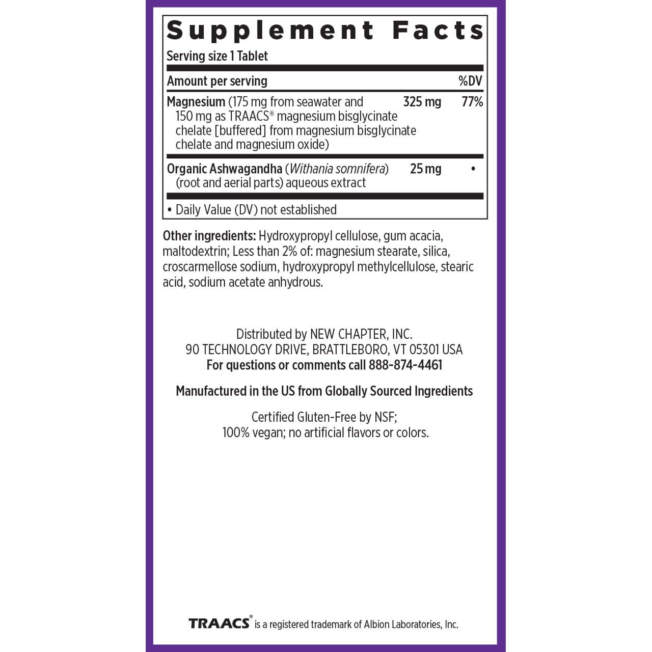 New Chapter Magnesium + Ashwagandha Supplement, 325 mg with Magnesium Glycinate for Muscle Relaxation & Recovery, Heart, Nerve & Bone Health, 2.5X Absorption, Non-GMO - 30 ct (1 Month Supply) - dailyvitalstore