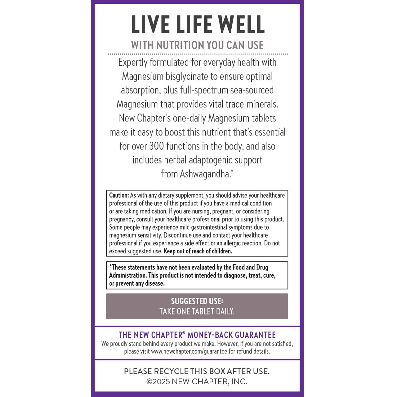 New Chapter Magnesium + Ashwagandha Supplement, 325 mg with Magnesium Glycinate for Muscle Relaxation & Recovery, Heart, Nerve & Bone Health, 2.5X Absorption, Non-GMO - 30 ct (1 Month Supply) - dailyvitalstore