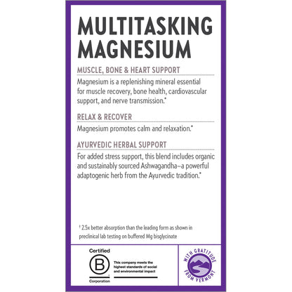 New Chapter Magnesium + Ashwagandha Supplement, 325 mg with Magnesium Glycinate for Muscle Relaxation & Recovery, Heart, Nerve & Bone Health, 2.5X Absorption, Non-GMO - 30 ct (1 Month Supply) - dailyvitalstore