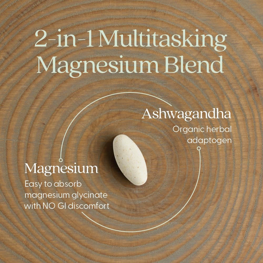 New Chapter Magnesium + Ashwagandha Supplement, 325 mg with Magnesium Glycinate for Muscle Relaxation & Recovery, Heart, Nerve & Bone Health, 2.5X Absorption, Non-GMO - 30 ct (1 Month Supply) - dailyvitalstore