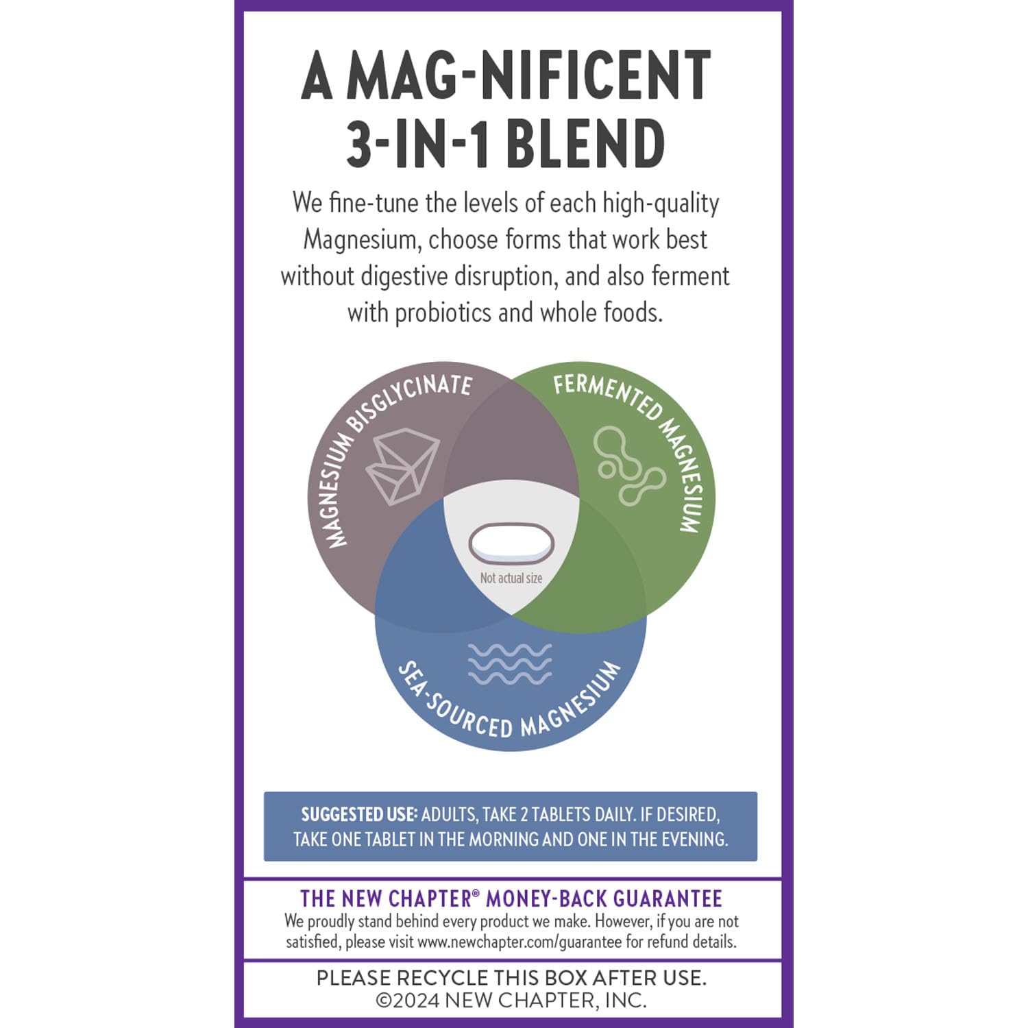New Chapter Magnesium Complex Supplement, 325mg with Magnesium Glycinate + Sea-Sourced + Fermented Forms for Heart, Bone, Nerve, Muscle & Cellular Energy, 100% Vegan, 60 Tablets - dailyvitalstore