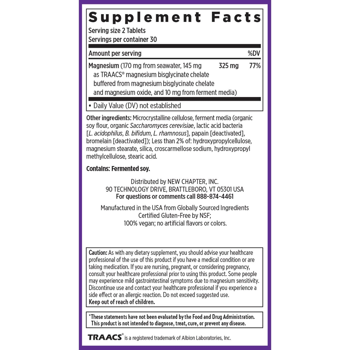 New Chapter Magnesium Complex Supplement, 325mg with Magnesium Glycinate + Sea-Sourced + Fermented Forms for Heart, Bone, Nerve, Muscle & Cellular Energy, 100% Vegan, 60 Tablets - dailyvitalstore