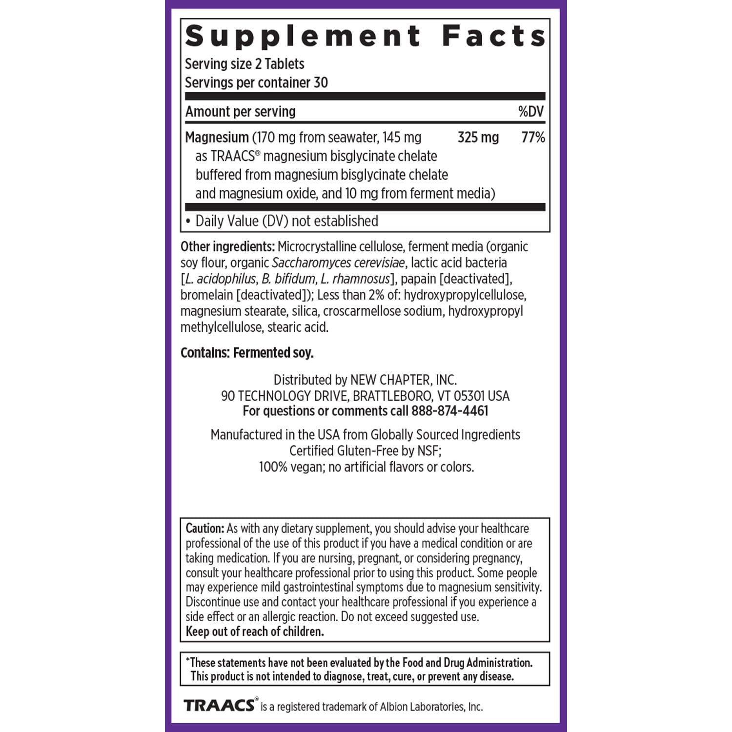 New Chapter Magnesium Complex Supplement, 325mg with Magnesium Glycinate + Sea-Sourced + Fermented Forms for Heart, Bone, Nerve, Muscle & Cellular Energy, 100% Vegan, 60 Tablets - dailyvitalstore