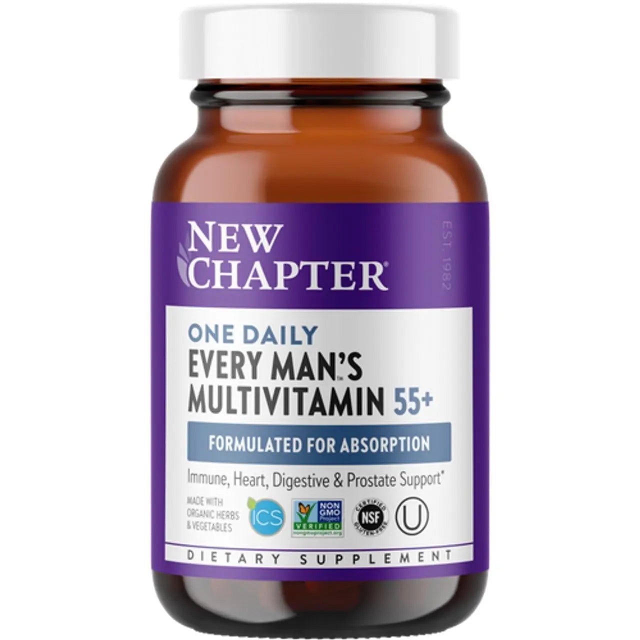New Chapter Multivitamin for Men 50 Plus - Every Man's One Daily 55+ with Fermented Probiotics + Whole Foods + Astaxanthin - dailyvitalstore