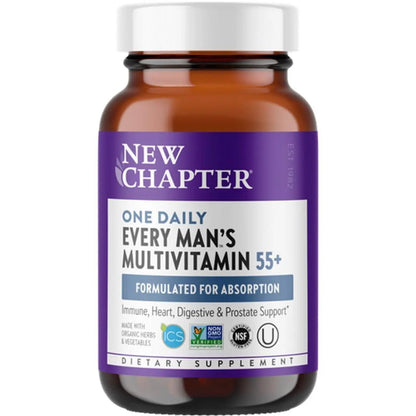New Chapter Multivitamin for Men 50 Plus - Every Man's One Daily 55+ with Fermented Probiotics + Whole Foods + Astaxanthin - dailyvitalstore