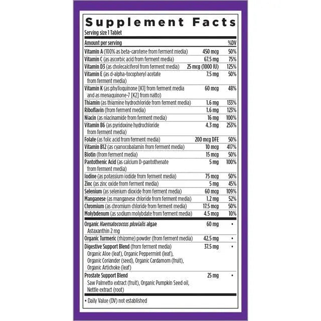New Chapter Multivitamin for Men 50 Plus - Every Man's One Daily 55+ with Fermented Probiotics + Whole Foods + Astaxanthin - dailyvitalstore