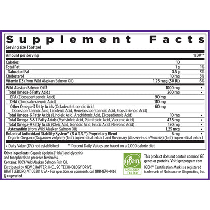 New Chapter Omega-3 Complex, 1000mg Softgels, Fish Oil Supplement Wild Alaskan Salmon for Heart, Brain, Eye, Joint & Skin Health Support - 30 Count - dailyvitalstore