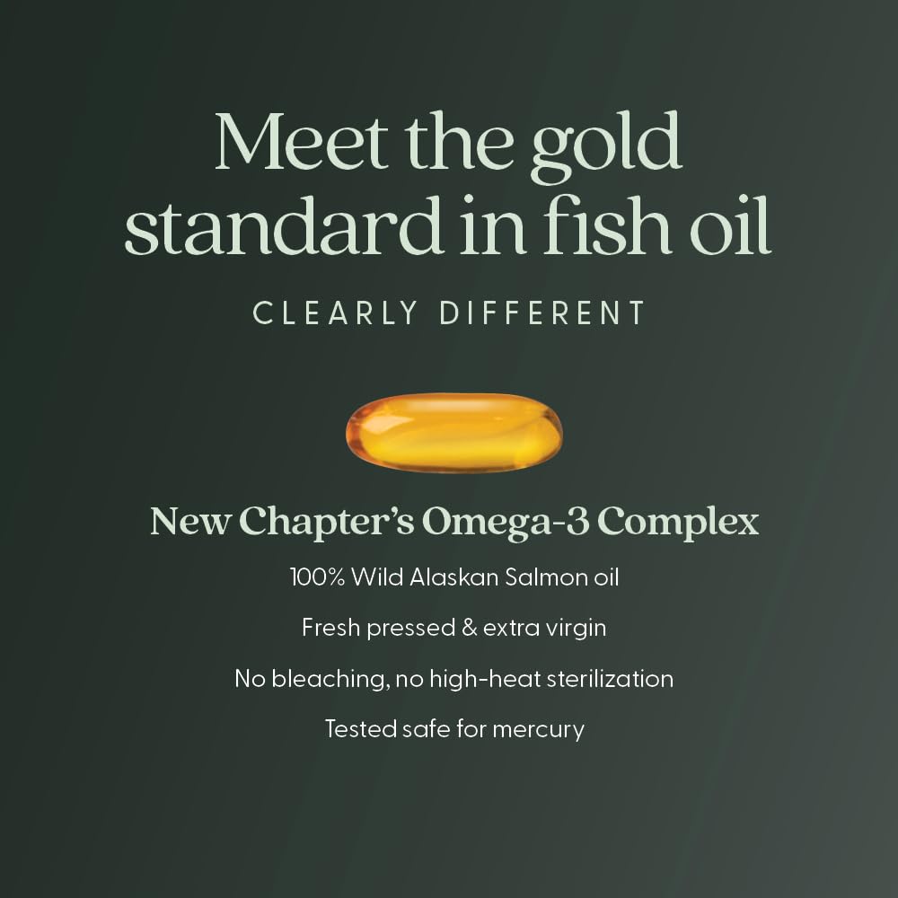 New Chapter Omega-3 Complex, 1000mg Softgels, Fish Oil Supplement Wild Alaskan Salmon for Heart, Brain, Eye, Joint & Skin Health Support - 30 Count - dailyvitalstore