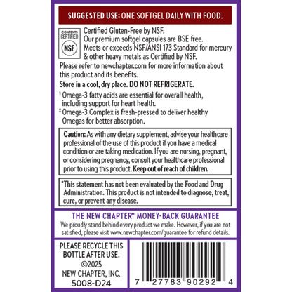 New Chapter Omega-3 Complex, 1000mg Softgels, Fish Oil Supplement Wild Alaskan Salmon for Heart, Brain, Eye, Joint & Skin Health Support - 30 Count - dailyvitalstore