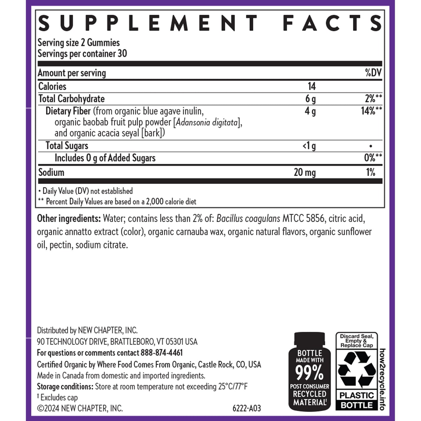 New Chapter Organic Fiber Gummies for Adults & Kids (Age 4+), Plant-Based Prebiotic Fiber for Digestive Health, Vegan, Non-GMO, USDA Organic - dailyvitalstore