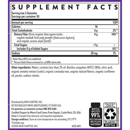 New Chapter Organic Fiber Gummies for Adults & Kids (Age 4+), Plant-Based Prebiotic Fiber for Digestive Health, Vegan, Non-GMO, USDA Organic - dailyvitalstore