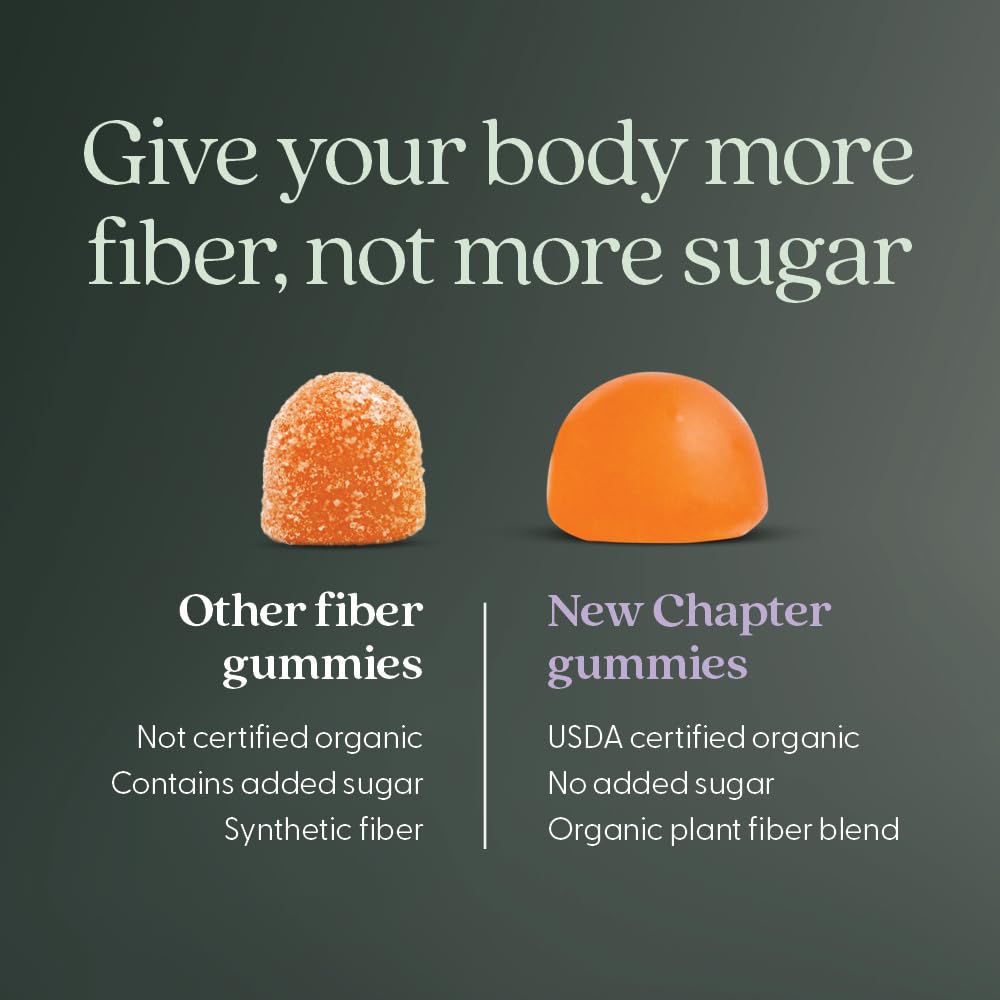 New Chapter Organic Fiber Gummies for Adults & Kids (Age 4+), Plant-Based Prebiotic Fiber for Digestive Health, Vegan, Non-GMO, USDA Organic - dailyvitalstore