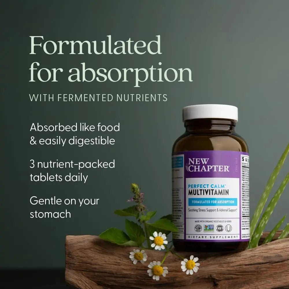 New Chapter Perfect Calm - Daily Multivitamin for Stress & Mood Support with B Vitamins + Holy Basil + Lemon Balm - dailyvitalstore