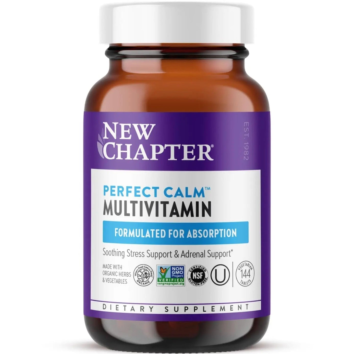 New Chapter Perfect Calm - Daily Multivitamin for Stress & Mood Support with B Vitamins + Holy Basil + Lemon Balm - dailyvitalstore