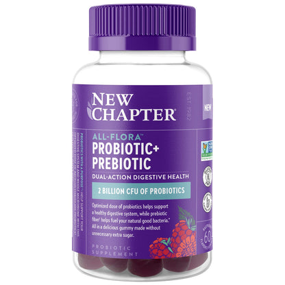 New Chapter Probiotic Gummies for Women and Men, All-Flora (1 Month Supply) – 55% Less Sugar+, Formulated for Holistic Gut Health Support with Probiotics + Prebiotic Fiber - dailyvitalstore