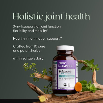 New Chapter Zyflamend™ Mini Softgels, Joint Supplement & Herbal Pain Relief – with Turmeric, Ginger & Green Tea - for Healthy Inflammation Response, Mobility & Flexibility, 180 mini softgels - dailyvitalstore