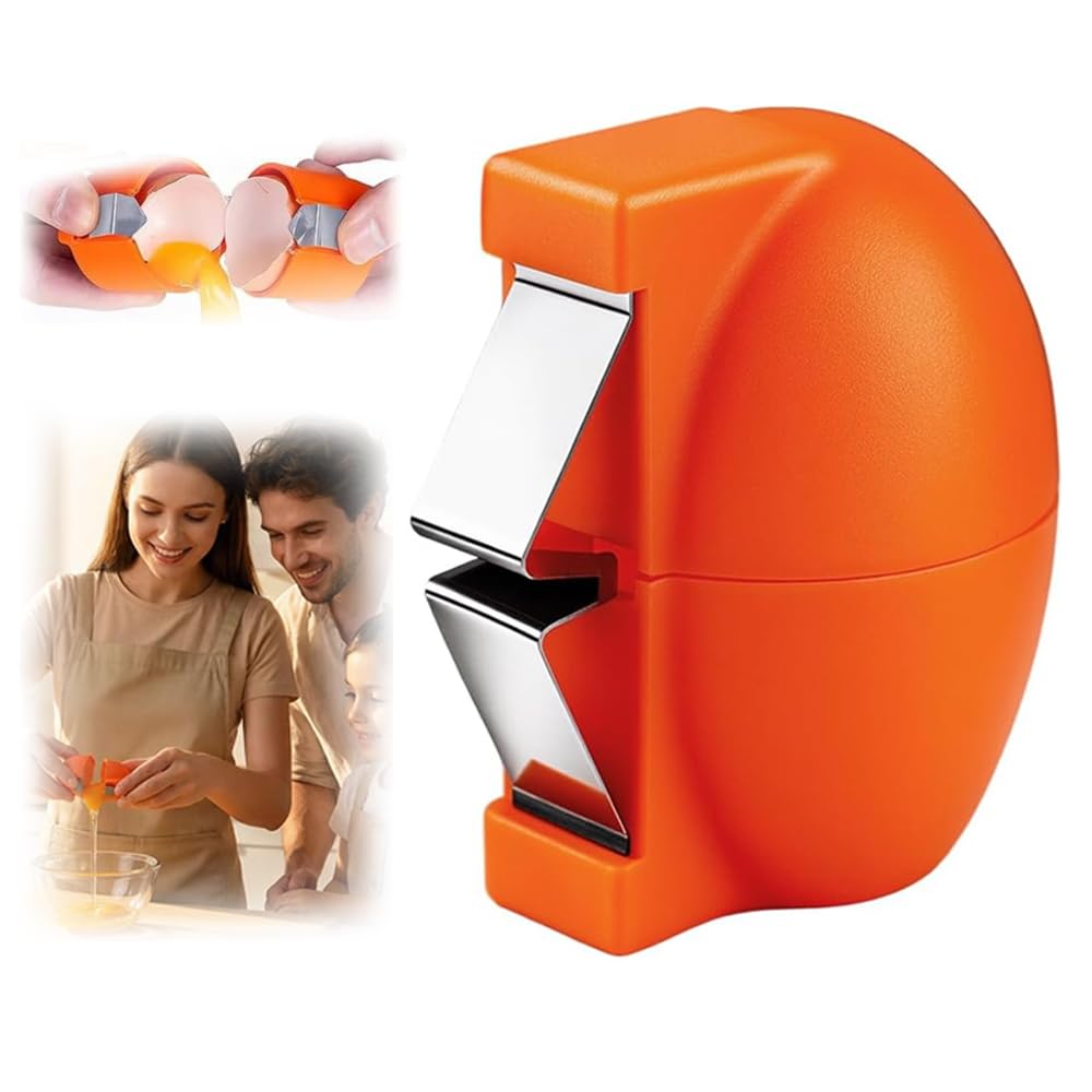 New Egg Shell Opener Egg Cracker Tool Stainless Steel, Multifunctional Egg Shell Opener for Raw Or Hard-Boiled Eggs, Kitchen Gadget for Cooking Baking (Orange Red) - dailyvitalstore