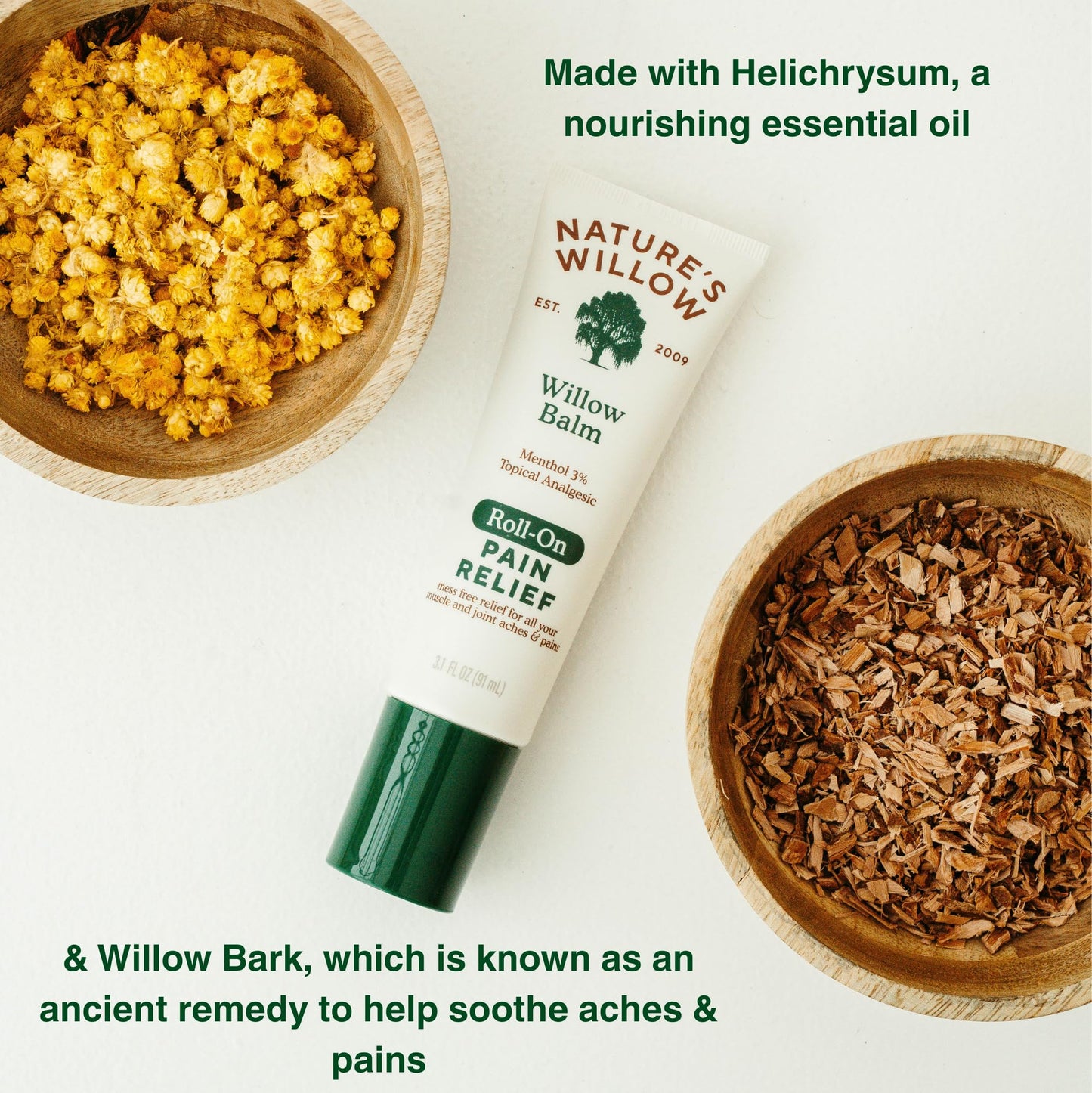 NEW Nature's Willow ROLL-ON Pain Relief | Fast-Acting, No-Mess Relief for Back, Neck, Knees & Joints | Willow Bark & Menthol | Clean, Fresh Scent | No Dyes or Artificial Fragrance | 3.1 fl oz | 3-Pack - dailyvitalstore