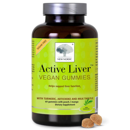 NEW NORDIC Active Liver Gummies, Milk Thistle, Artichoke & Turmeric Supplement, Natural Peach Mango Flavor, Sugar Free & Vegan, 60 Count (Pack of 1) - dailyvitalstore